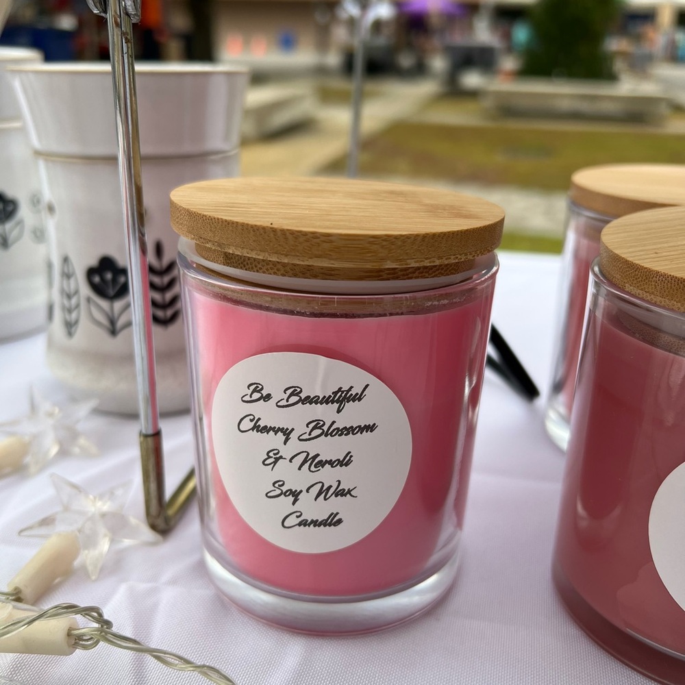 9oz Be Beautiful Candle | Cherry Blossom Scent | Hand Poured Soy Wax